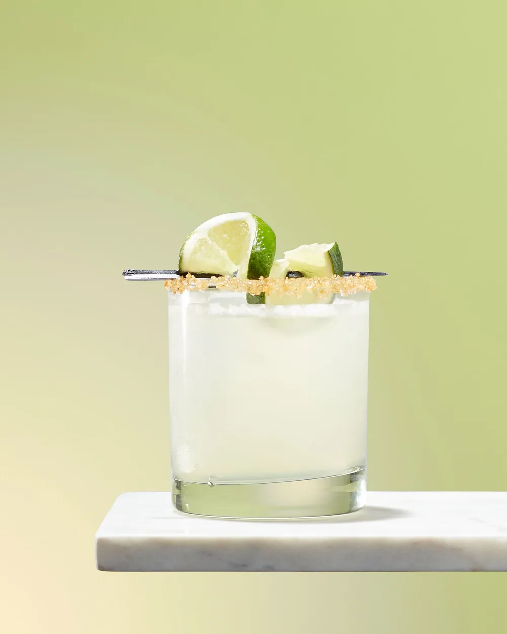 Classic margarita with a lime wheel