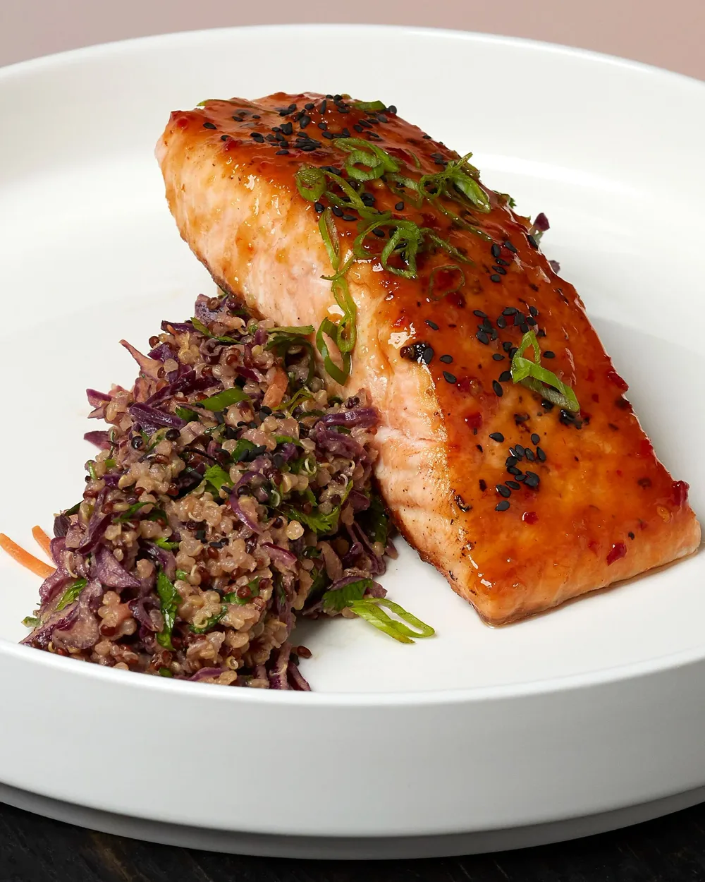 Thai salmon over tri-color quinoa